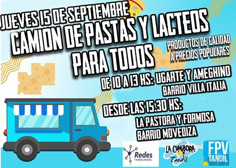 Este Jueves vendrá a nuestra ciudad el Camión de “Pastas, Panes y Lácteos para Todos”