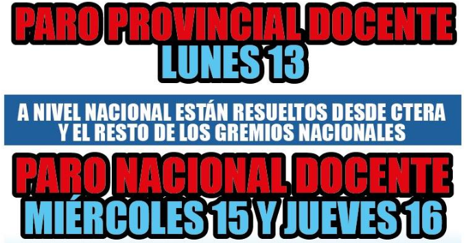 Este lunes los docentes de toda la Provincia de Buenos Aires vuelven al paro