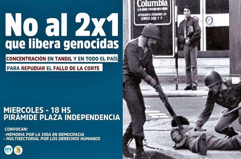 Convocan a una movilización en la Plaza Independencia contra el 2×1 a genocidas