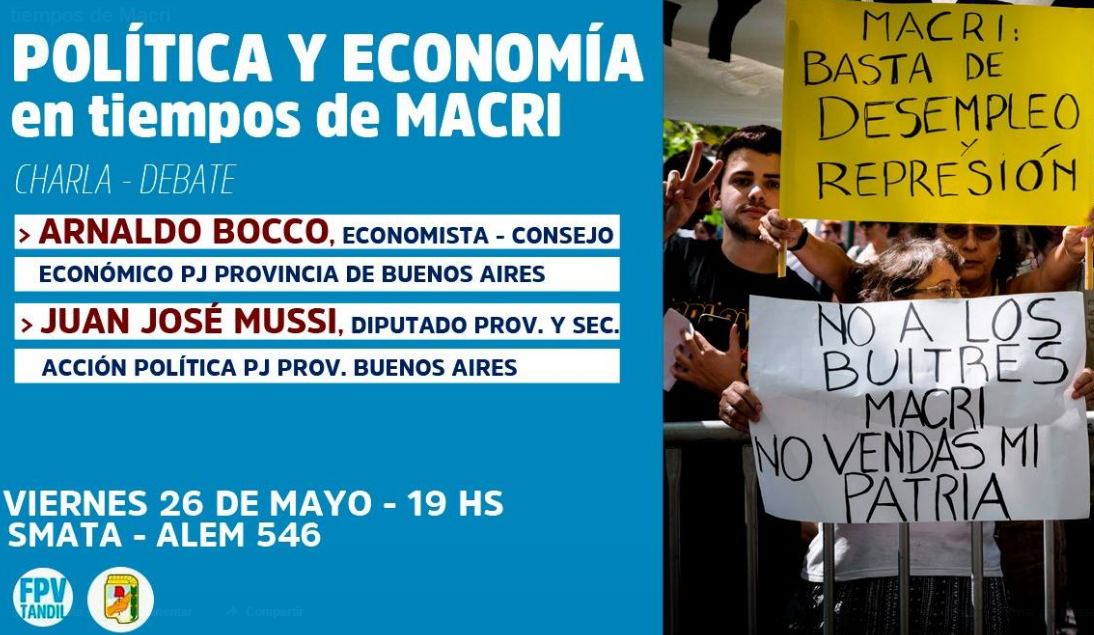 El PJ-FPV realizará este viernes la charla-debate «política y economía en tiempos de Macri»