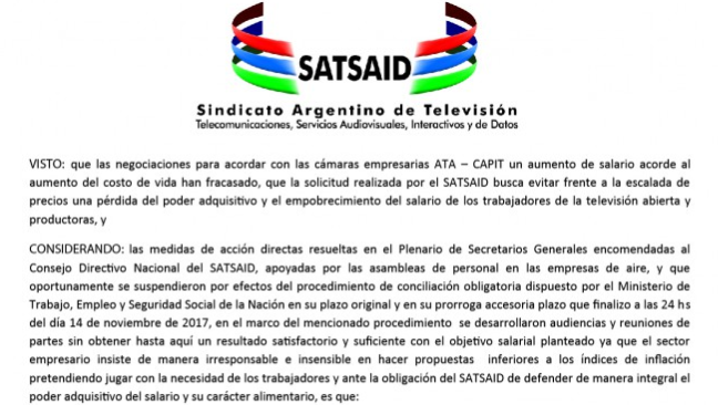 Canales de TV pasan «enlatados» por un paro gremial