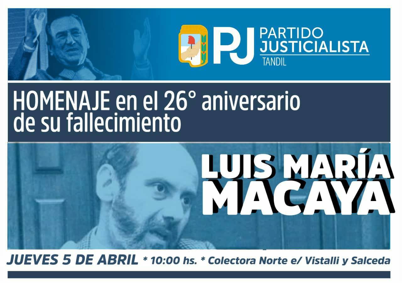 A 26 años de su fallecimiento, el PJ homenajea a Luis María Macaya