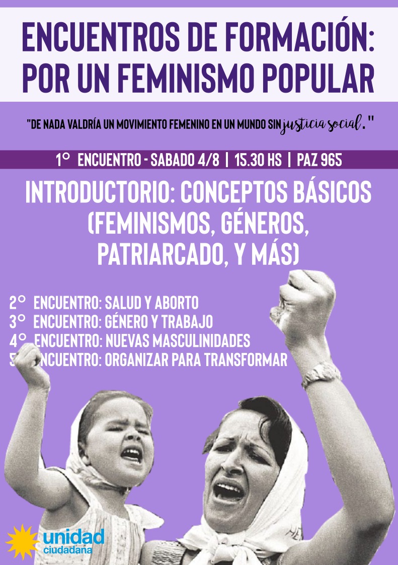 Comienzan los Encuentros de Formación  por un feminismo popular en Unidad Ciudadana