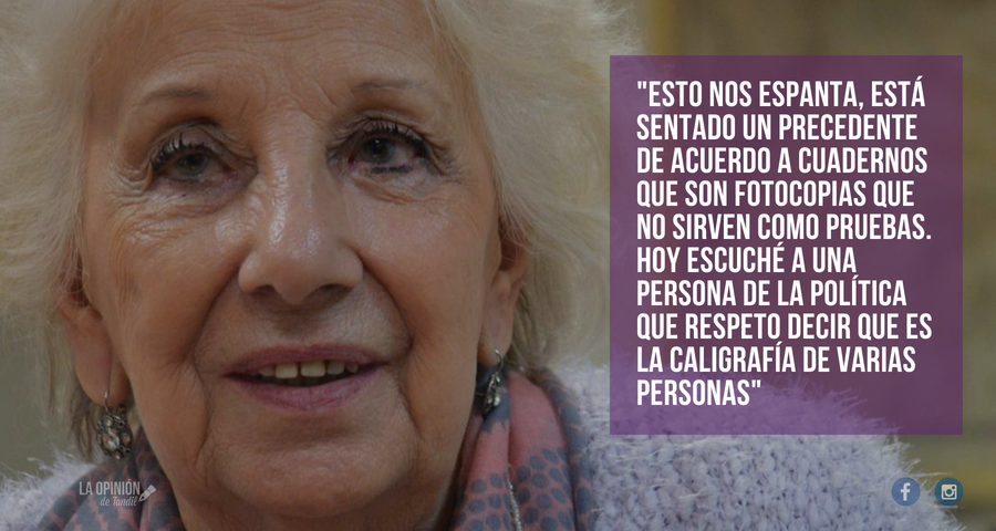 Estela de Carlotto defendió a Cristina Kirchner por el caso de los cuadernos