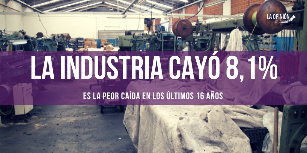 La industria se hundió 8,1%, la peor caída en 16 años