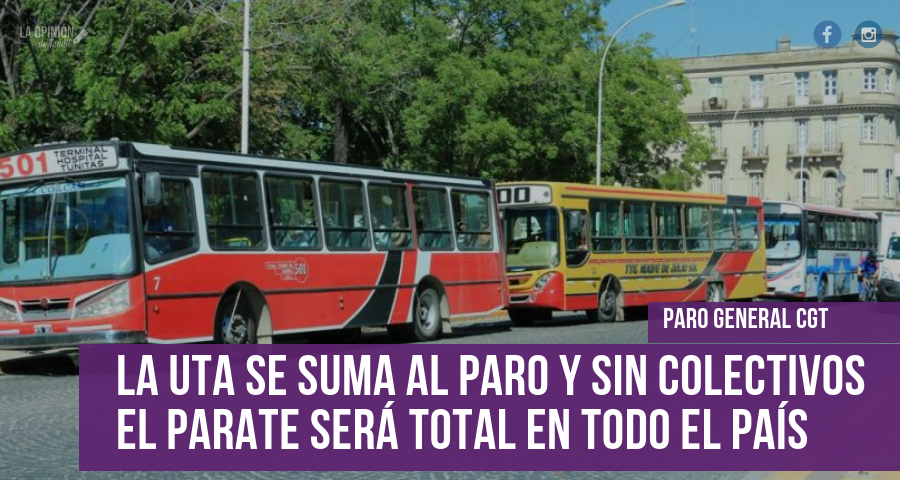 La UTA se suma al paro y sin colectivos el parate será total en todo el país