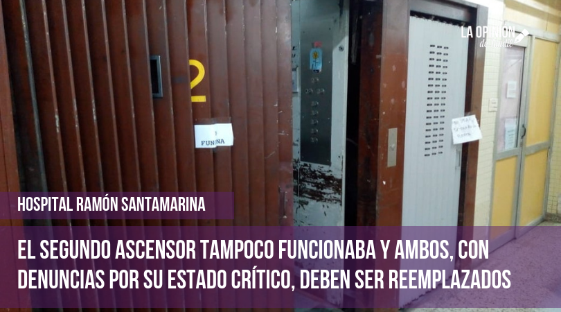 Una puerta del ascensor del Hospital se trabó contra la pared entre dos pisos y quedó inhabilitado