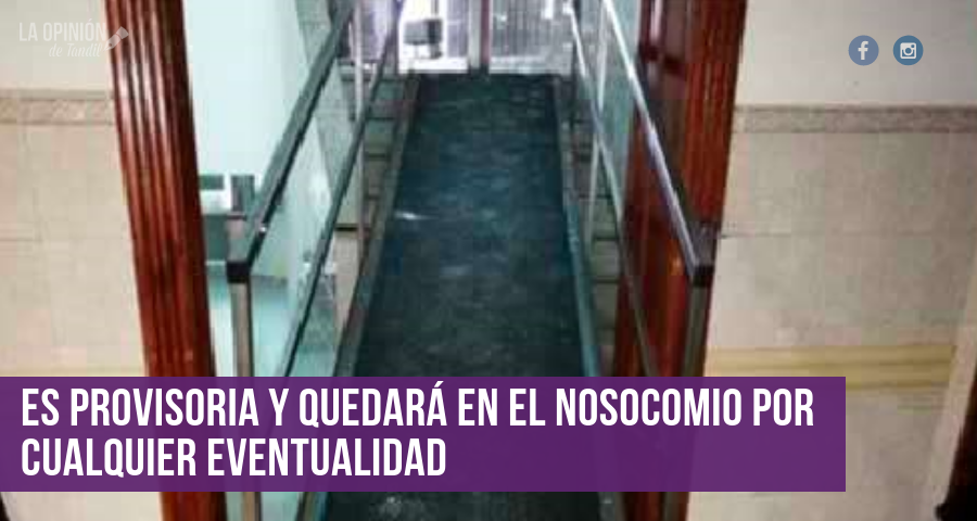 Por la rotura del ascensor del Hospital, tuvieron que instalar una rampa