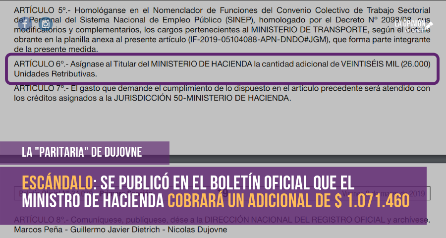 Mientras impone una agresiva política de ajuste, Dujovne cobrará un sobresueldo de más de millón de pesos