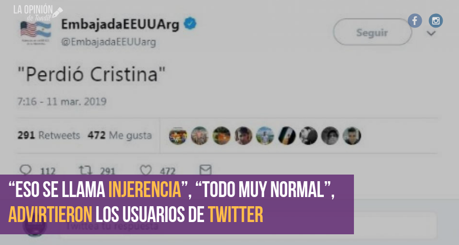 «Perdió Cristina»: El curioso tuit de la Embajada de Estados Unidos