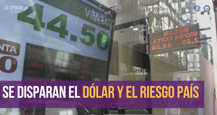 La divisa estadounidense se vende a 44,60 y riesgo país saltó a 921 puntos