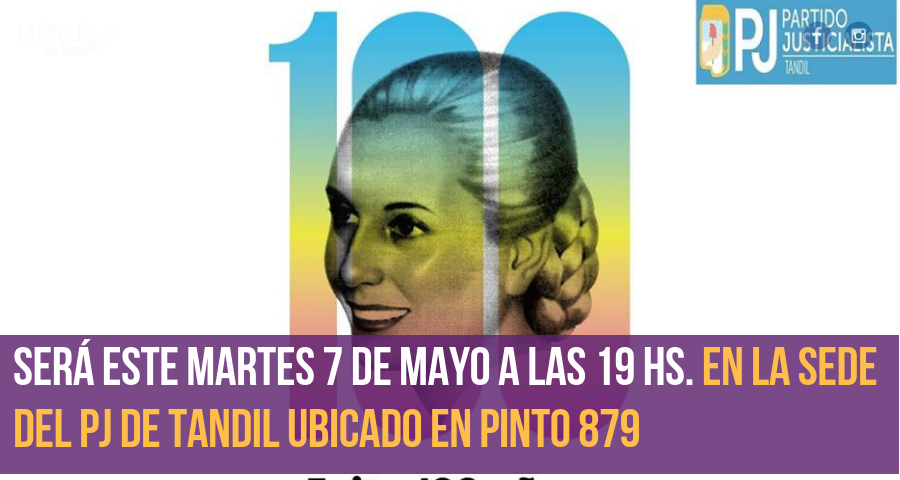 El PJ de Tandil rendirá homenaje a Evita a 100 años de su nacimiento