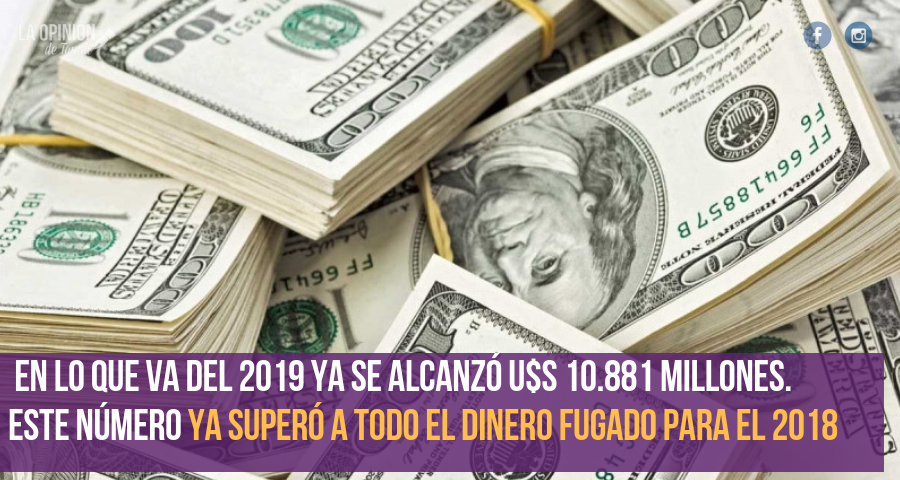 Se fugaron US$ 1349 millones en junio