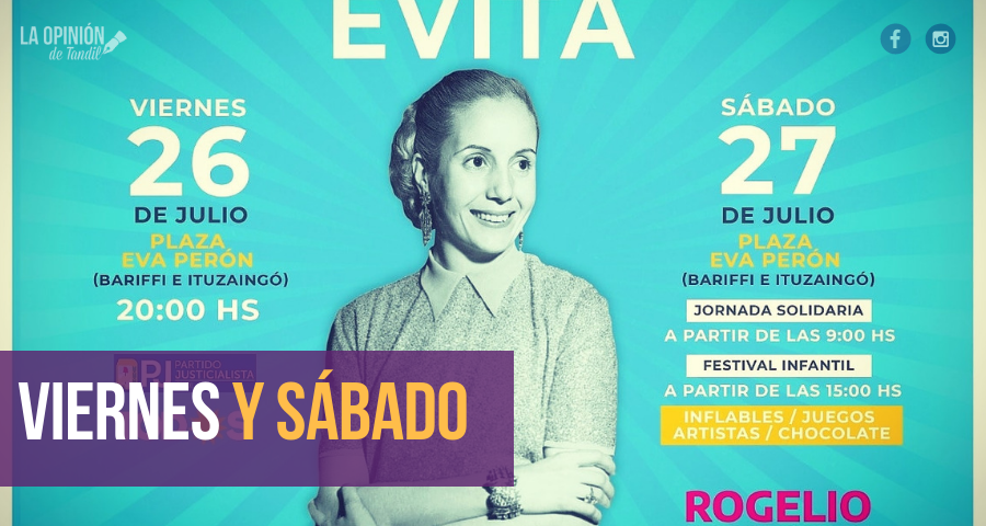 El Frente de Todos invita a un acto, una jornada solidaria y un festival infantil para recordar a Evita