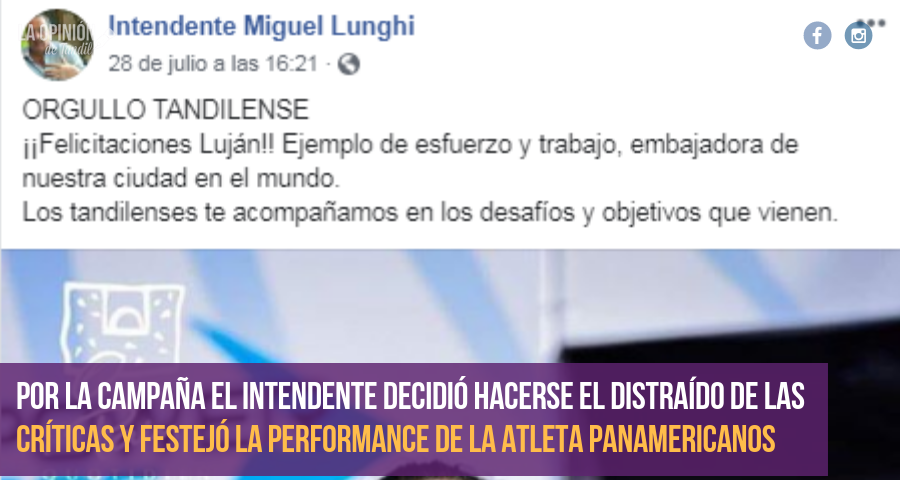 Lunghi se cuelga de los logros de Urrutia, quien lo criticó por la falta de apoyo al deporte