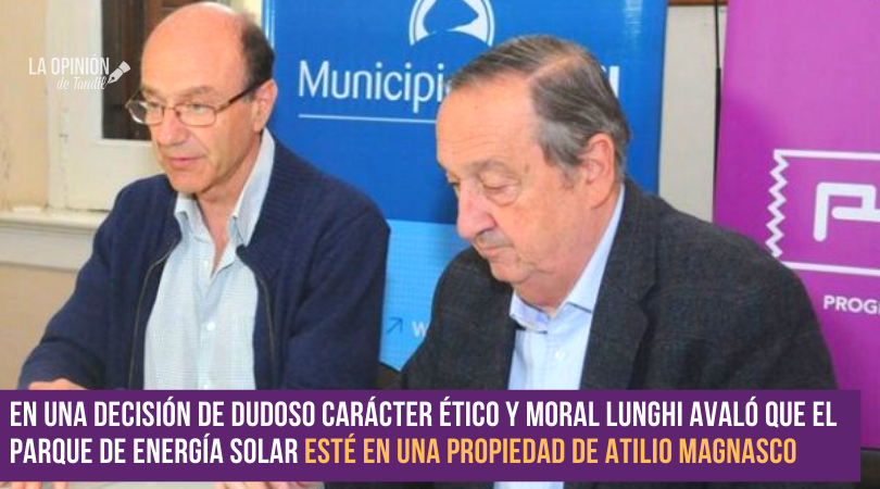 Lunghi reconoció que el Parque Solar está en un campo del vicepresidente de la Usina