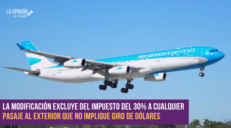 Excluyen del dólar turista a los pasajes al exterior de Aerolíneas Argentinas
