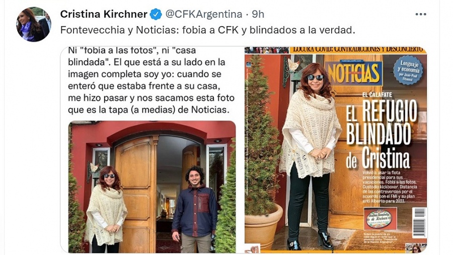 Cristina Kirchner ironizó acerca de la tapa de la revista Noticias
