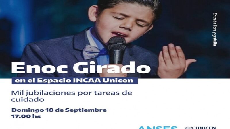 ANSES celebrará las mil jubilaciones por tareas de cuidado en Tandil con un recital de Enoc Girado