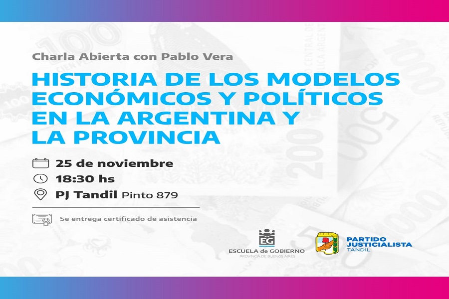 Encuentro en el PJ de Tandil: el viernes se llevará adelante la charla “Historia de los modelos económicos y políticos en la Argentina y en la provincia”