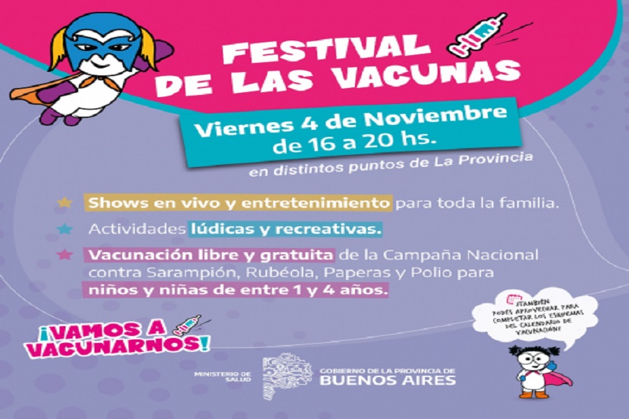 «Festival de las vacunas» en la plaza de los troncos: la Provincia busca potenciar la campaña contra el sarampión, rubéola, paperas y poliomielitis