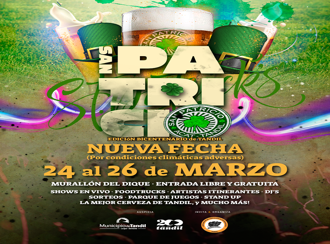 El Festival San Patricio comenzará este viernes en Tandil: cerveza, gastronomía y shows en vivo en el Murallón del Lago