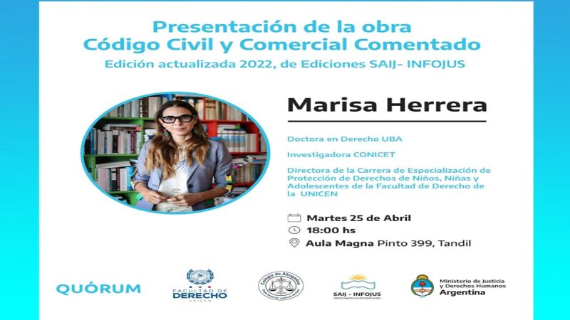 La Doctora en Derecho Marisa Herrera, presentará en Tandil la Obra del Código Civil y Comercial comentado