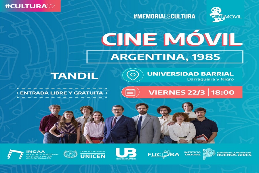 Cine Móvil en la Semana de la Memoria: el próximo viernes se proyectará Argentina 1985 en la Universidad Barrial